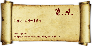 Mák Adrián névjegykártya